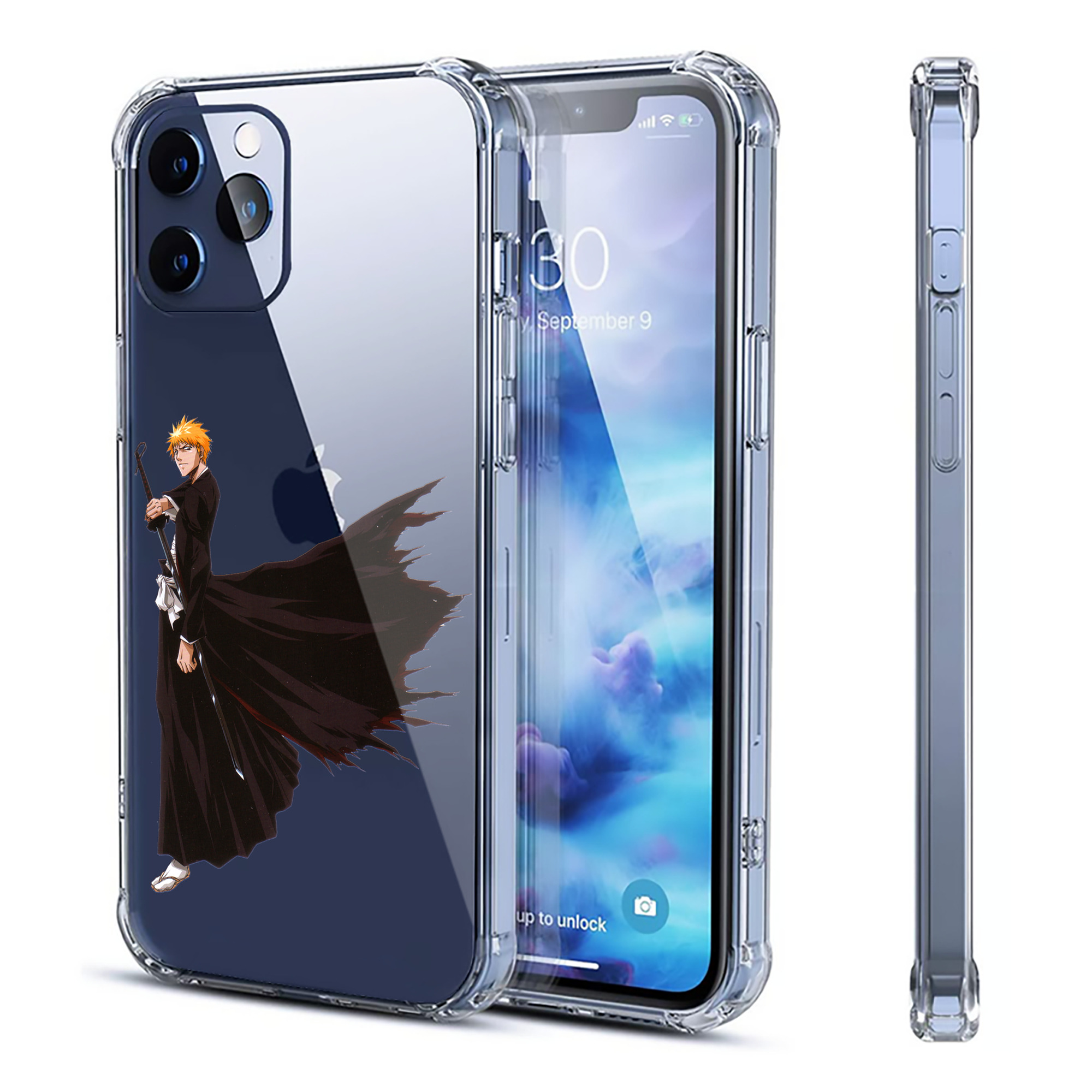 ブリーチ 黒崎一護（くろさき いちご）BLEACH Kurosaki Ichigo 【iPhone 12シリーズ対応】透明スマホケース（クリアソフトケース）